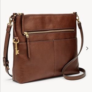 Fossil brown leather crossbody